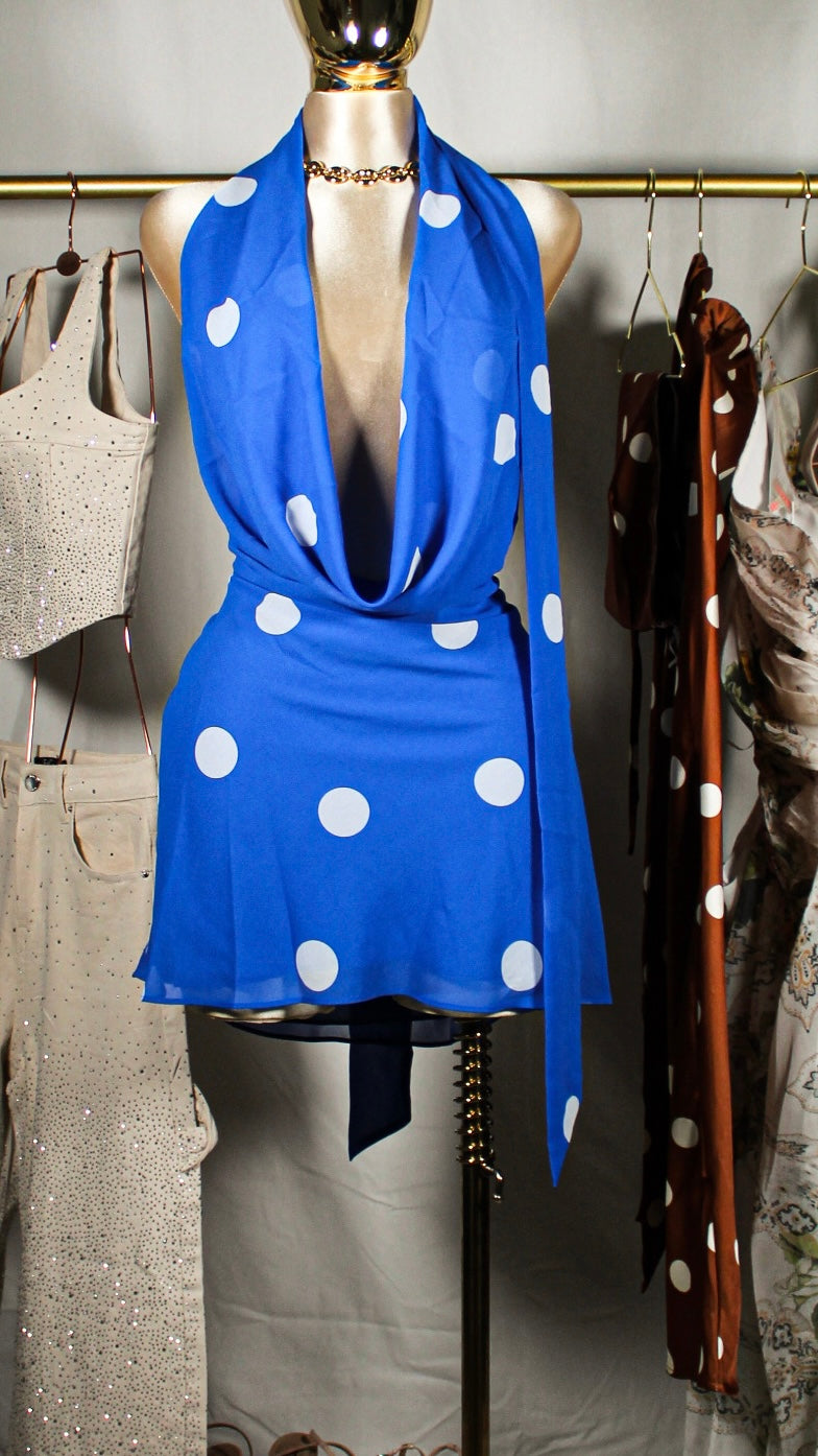 Electric Blue Polka Dress