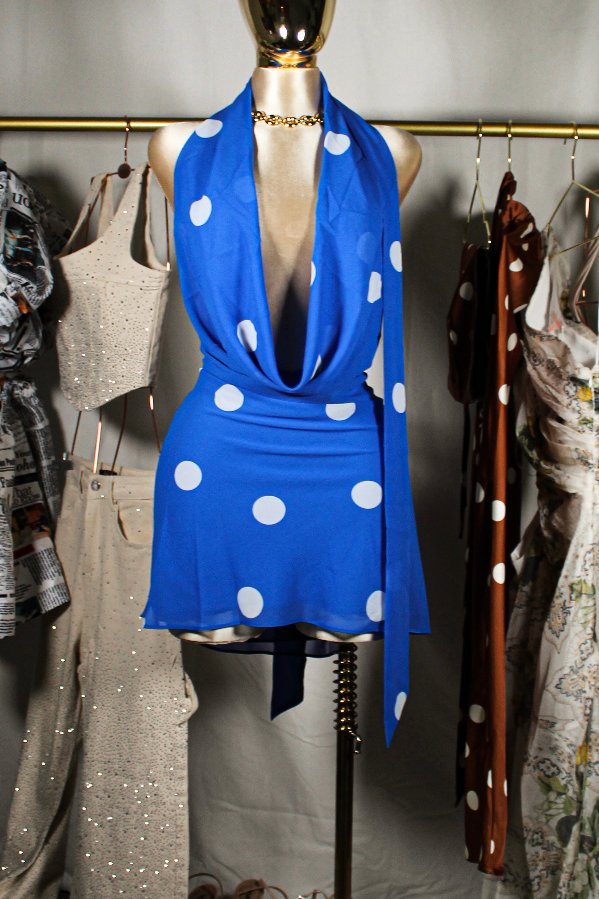 Electric Blue Polka Dress